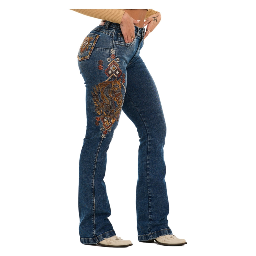 Calça Jeans Feminina Buphallos Oficial Moda Country Para Usar Com Bota ...