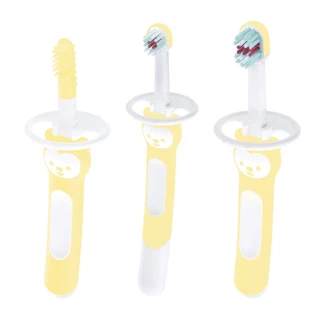 Kit com 3 Escovas de Dente para Bebê Brushes Amarelo - MAM em Oferta na Shopee