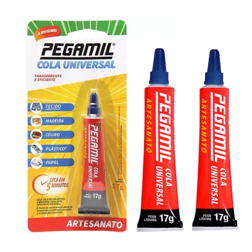 2 Colas Universal Pegamil 17g para Artesanato | Shopee Brasil