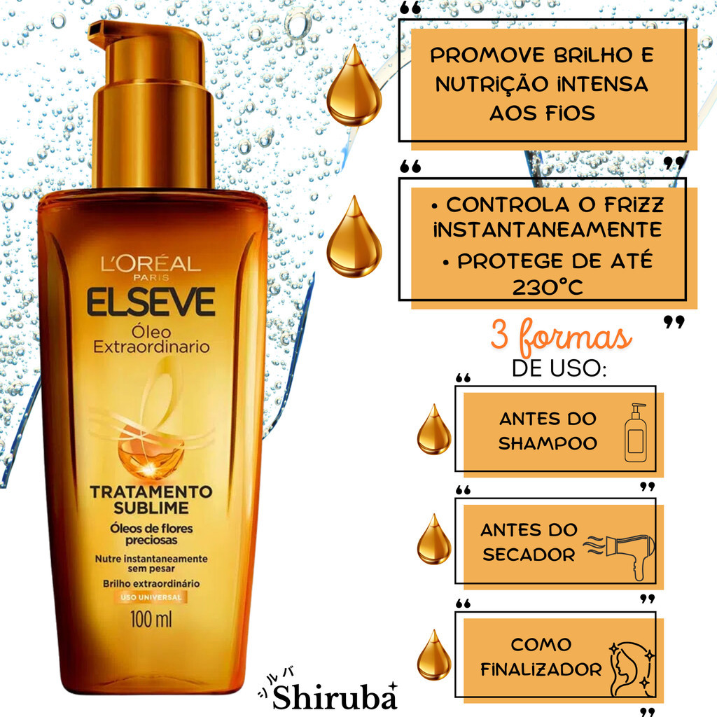 Kit Elseve Loreal Paris Óleo Extraordinário Elixir Gloss Antiporidade ...