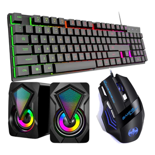 Kit Teclado Semi-mecânico +mouse Gamer 3200 Dpi+ Caixa D Som