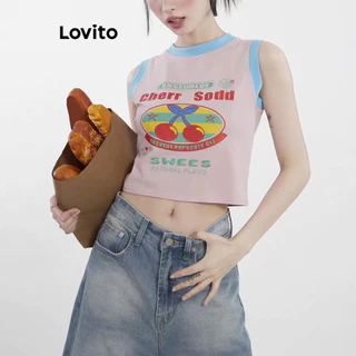 Lovito Regata casual com padrão geométrico para mulheres LNA72401