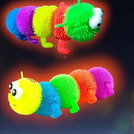 Brinquedo Infantil Centopéia Lagarta com Luz De Apertar E Esticar Colorida DFX-2183