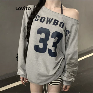 Lovito Moletom casual com padrão liso para mulheres LNA74105