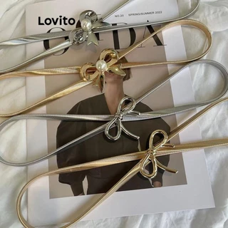 Lovito Cinto casual elegante com borboleta lisa e elegante para mulheres LFA44630