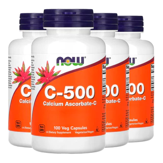 Kit 4x Vitamina C-500 C. Ascorbato-C Now Foods 100Cap Importado /Made in Usa