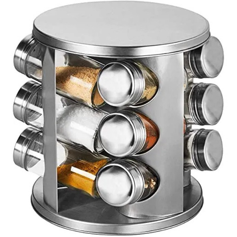 Porta Temperos Base Giratório Inox 16 Potes - Condimentos Saleiro tempero-envio imediato