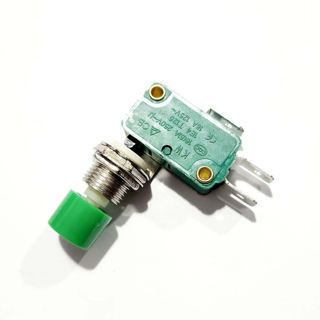 Chave Micro Switch Push-Button DS438 NA/NF Rosca 11,6mm Verde 57.17 ...