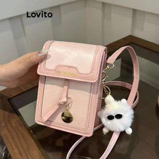Lovito Bolsa quadrada pequena lisa Bolsa pequena de ombro para mulheres LFA46424