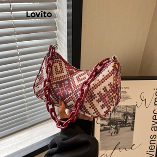 Lovito Bolsa de ombro pequena com estampa tribal casual para mulheres LFA47137