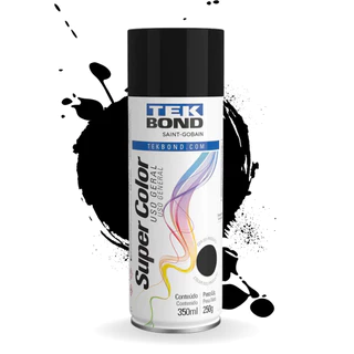 Tinta Spray Preto Fosco SuperColor Uso Geral 350ml Tekbond Aerossol Secagem Rápida Gesso Cerâmica Aerosol