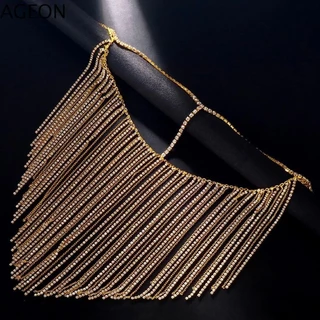 Correntes De Strass AGEON , Elegantes Mulheres Headwear Máscaras De Véu De Borla Indiana , Acessórios De Dança Joias Máscara Facial De Luxo Banquete