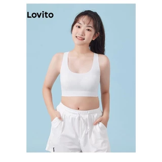 Lovito Sutiã esportivo esportivo com recorte liso para mulheres LNM73224