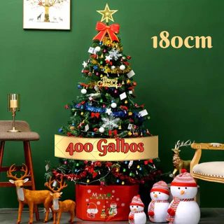 Árvore de natal Pinheiro Verde luxo 1,80m 400 Galhos tradicional Premium - Envio Imediato