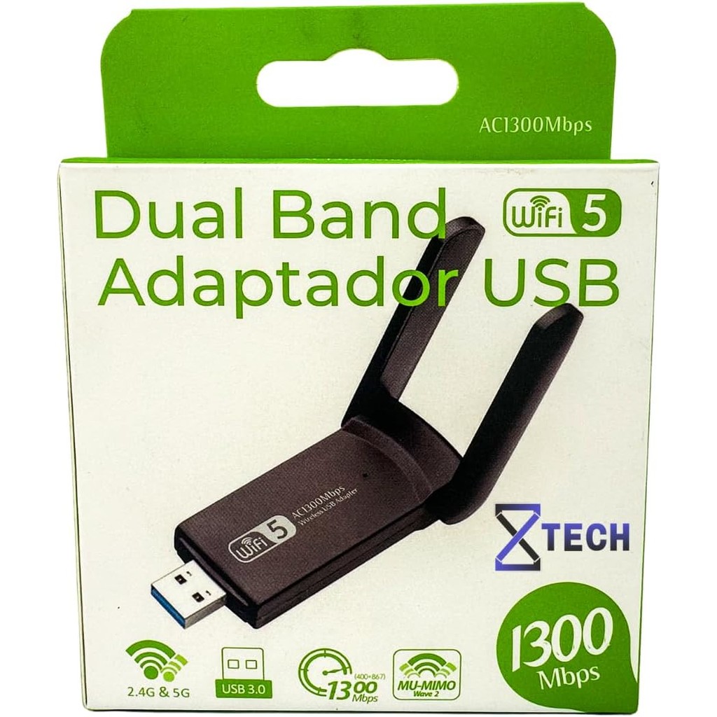 Adaptador Wifi Bluetooth Dual Band Ac1300 5ghz 1300mbps 2 Antena Wireless