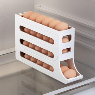 Suporte Porta Ovos Rolante 4 Andares Plástico Durável Organizador de Geladeira 30 Ovos