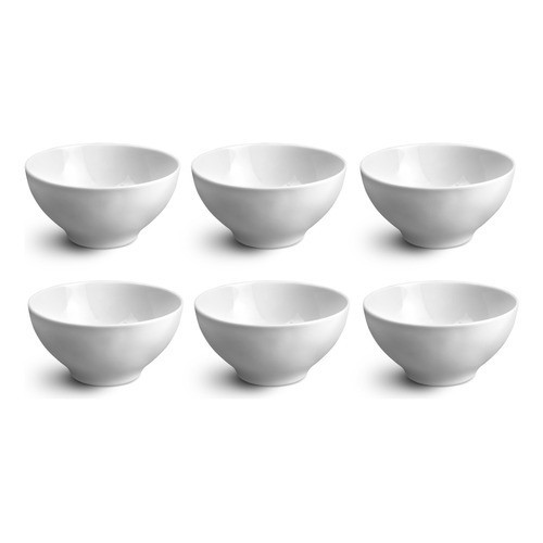 Kit Com 6 Bowl 300ml - branco / rosa
