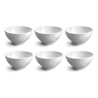 Kit Com 6 Bowl 300ml - branco / rosa