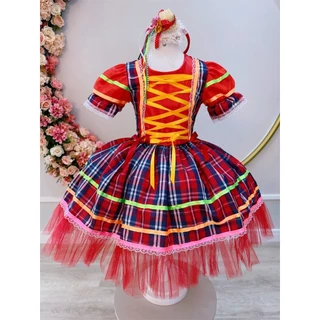 Vestido Infantil Festa junina Sinhazinha Vestido Caipira