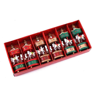 Nnnnjutyg76 6pcs Decoração De Natal Mini Carrossel Cavalo Pingente Ornamentos Xmas Crianças Festa Brinquedos Presentes De Ano Novo Boa Mercadoria