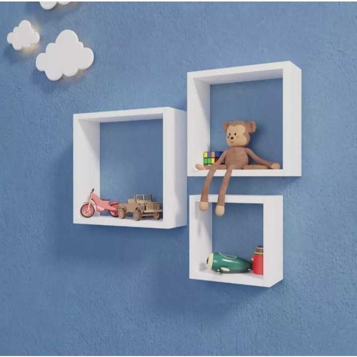 Trio de Nichos de parede Para decoração quarto infantil, sala, quadro e enfeites