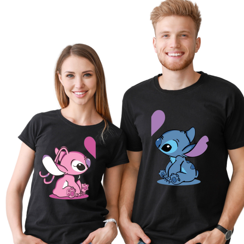 Lindo Kit Camiseta casal Tshirt casal Lilo e Stitch , 100% algodão ...