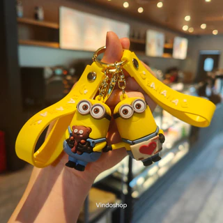 Novo Desenho Anime Minions Boneca Chaveiro Fofo Minion Mochila Pingente Carro Infantil Brinquedo Festa Presente