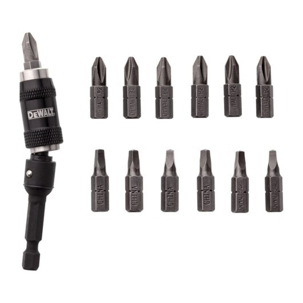 Jogo De Bits Com Adaptador Angular 14 Pcs Dewalt Dwpvtc14 | Shopee Brasil