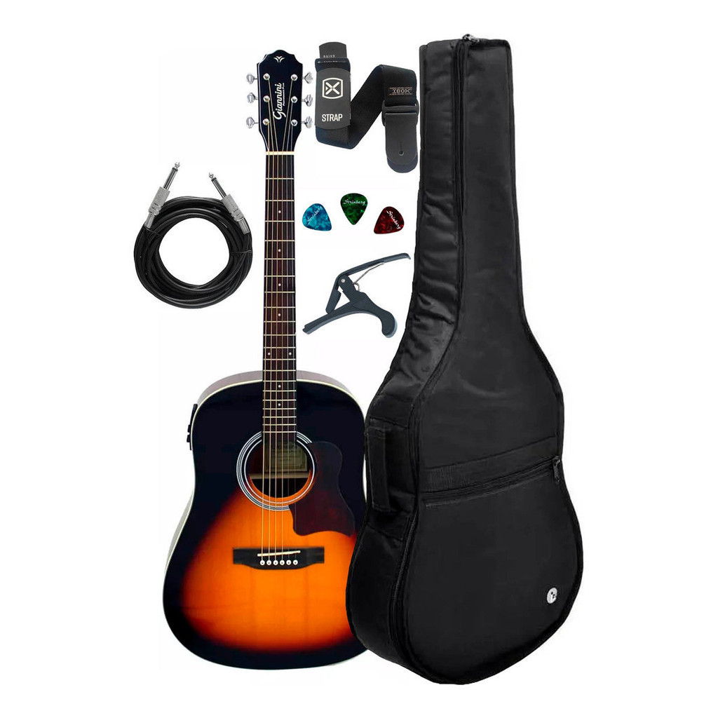 Violão Ele/ac Giannini Gss Plus Eq Vsb+ Capa Luxo/acessórios