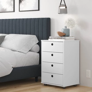 Gaveteiro Classic 4 Gavetas Mesa de Cabeceira Multiuso Cor Branco