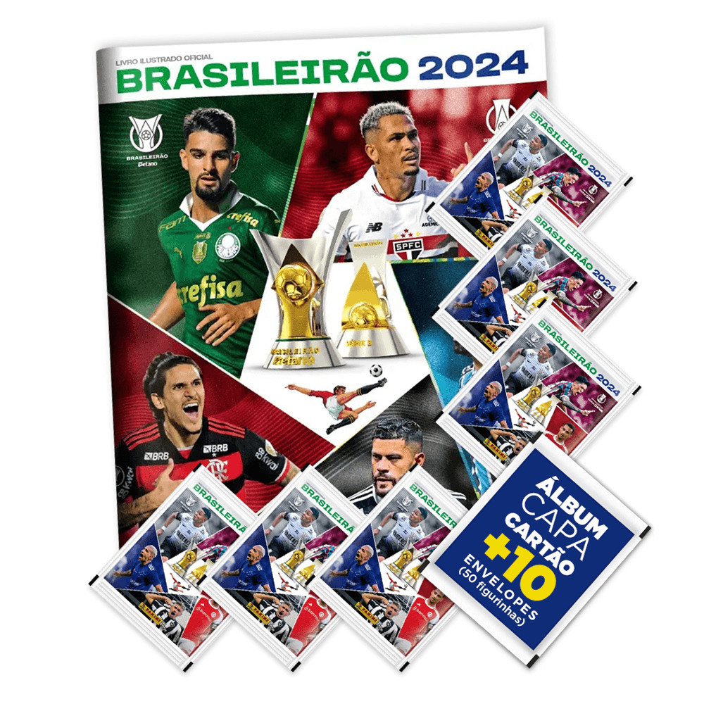Brasileirão 2024: Álbum Capa Cartão+50 Figurinhas (10 Env)