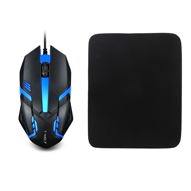 Kit Mouse com Fio Com Led X3 Led com Mousepad Mesa Escritório -BUSCABUSCABR