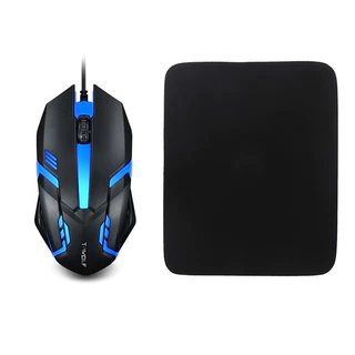 Kit Mouse com Fio Com Led X3 Led com Mousepad Mesa Escritório -BUSCABUSCABR