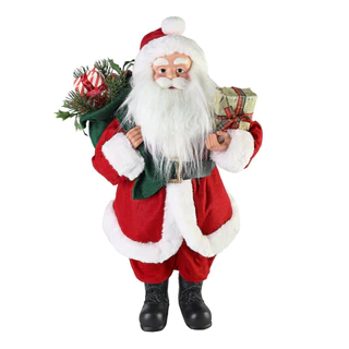Papai Noel Decorativo 40cm Design Clássico Decoração de Natal Premium Residencial Comercial Prédios