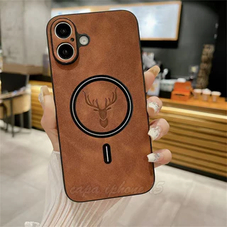 Nova Capa De Couro Magnética Para iPhone 16 15 Plus 11 12 13 14 Pro Max Magsafe Estilo De Carregamento Sem Fio