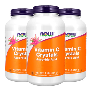 Kit 3x Pó Vitamina C Now Foods Ácido Ascórbico 454g Importado/Made in Usa