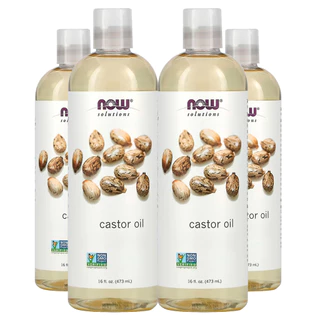 Kit 4x Óleo de Castor 473ml Now Foods Castor Oil 100% Puro /Made in Usa