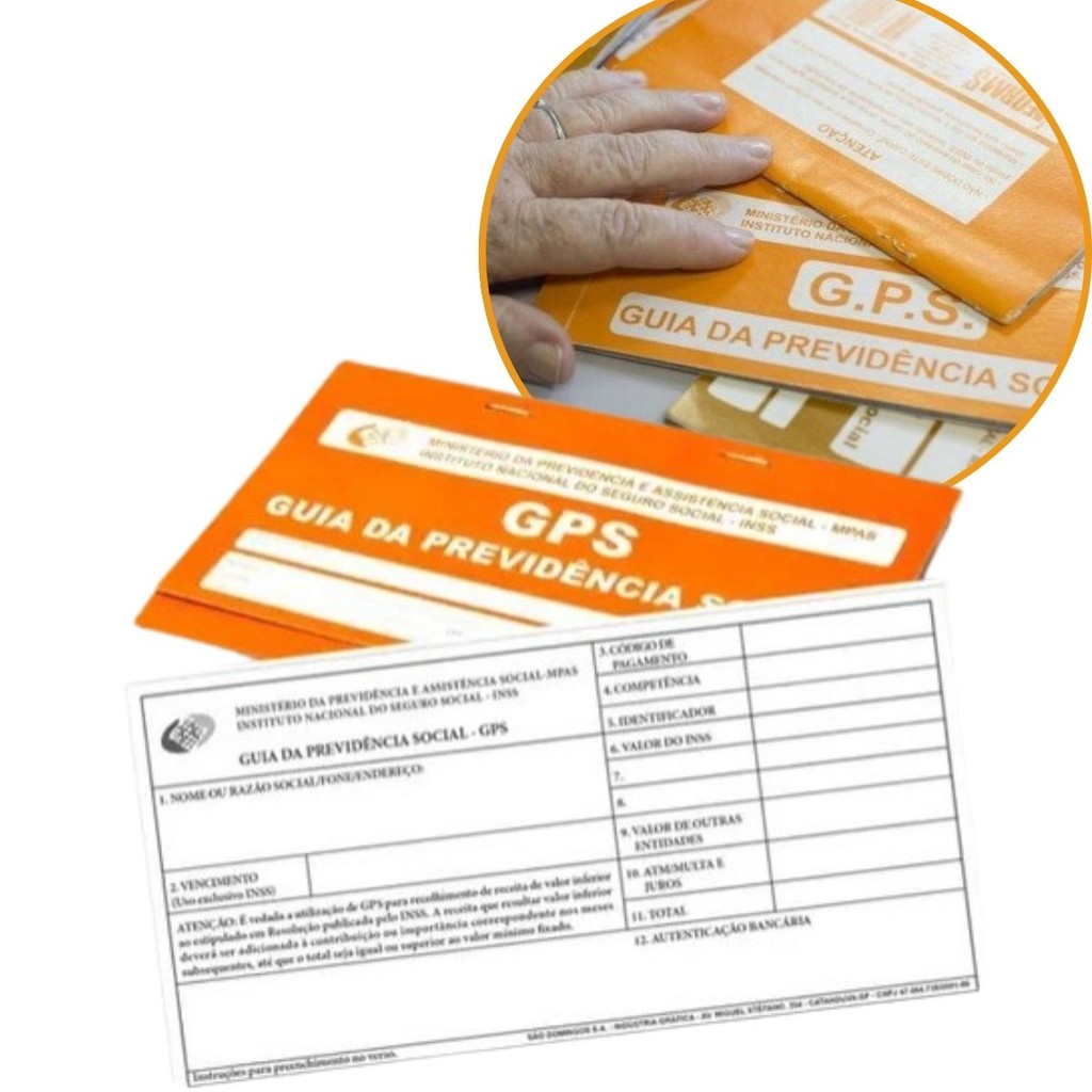 Carnê Guia Previdência Social GPS INSS 12 Formulários Carbonados em 2 ...
