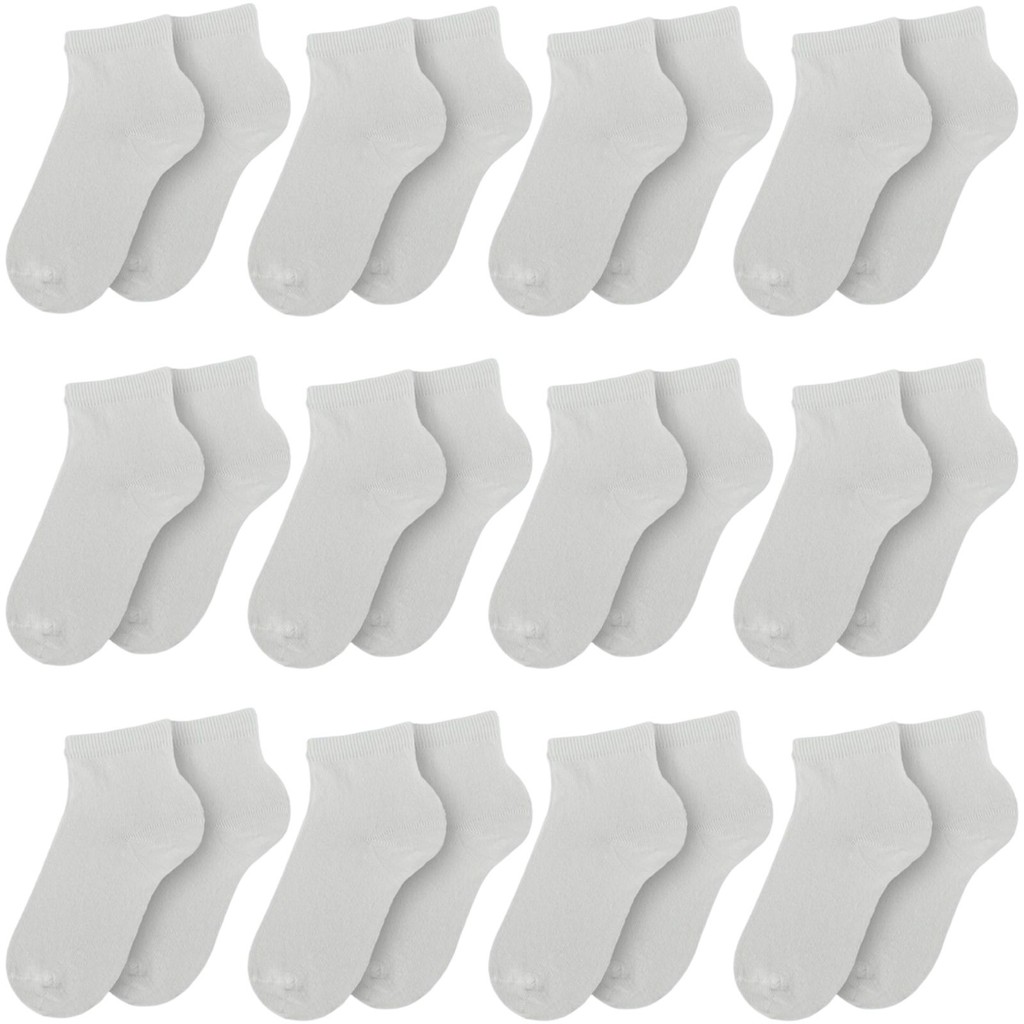 Meias Invisíveis Infantis - Pack Com 12 Pares | Cano Baixo E Antiderrapante Para Meninos E Meninas
