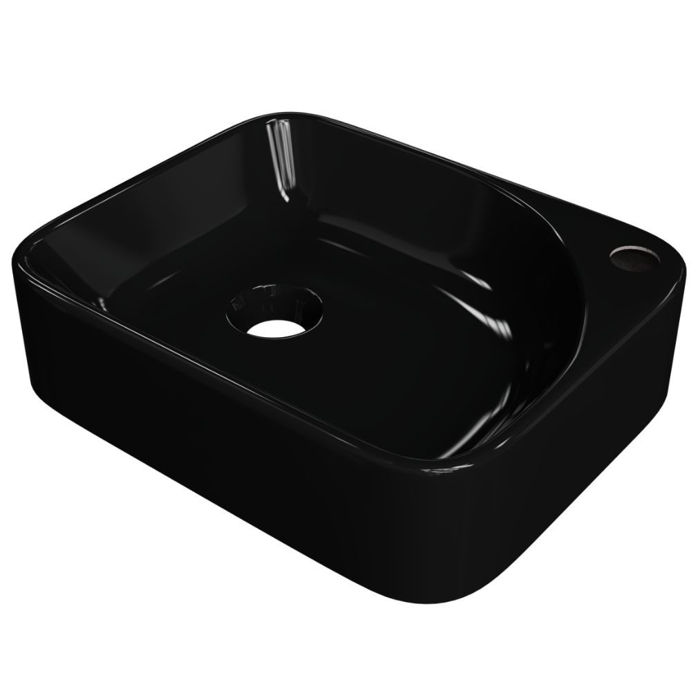 Cuba de Apoio Retangular Para Banheiro Lavabo Cross C01 RO36W Preto - Lyam
