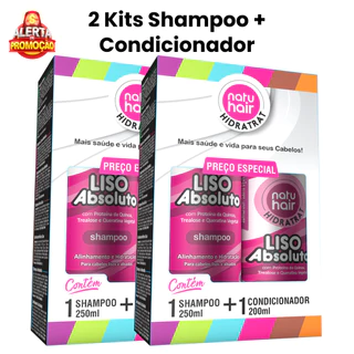 2 Kits Shampoo + Condicionador Liso Absoluto Hidratrat Natuhair 450ml