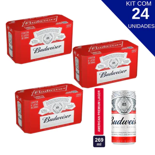 Kit Cerveja Budweiser Com 24 Unidades De 269ML