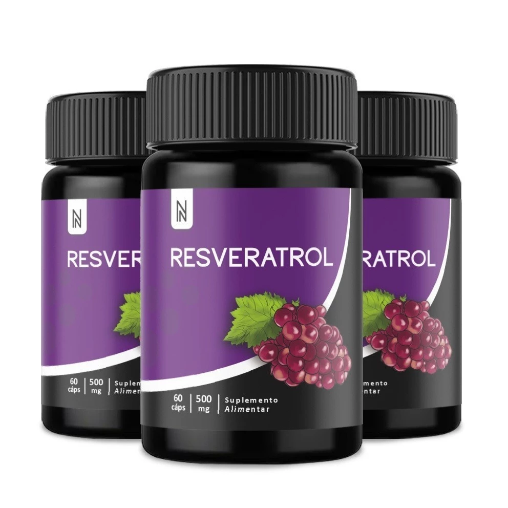 kit 3 POTES RESVERATR0L G-500 60 CA'PSULAS Envio Imediato