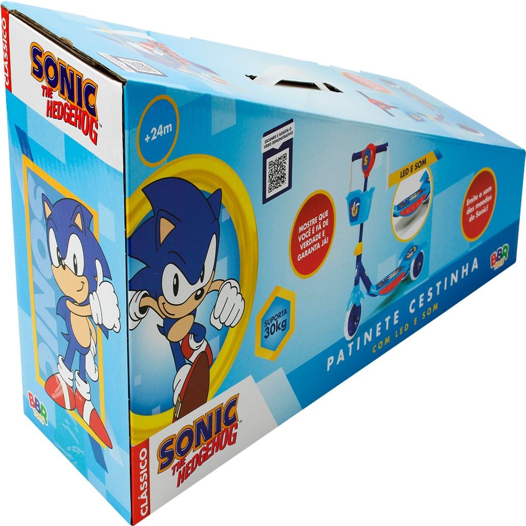 Patinete Com Cestinha E Led Sonic Metal Azul Claro S006 - BBR Toys ...