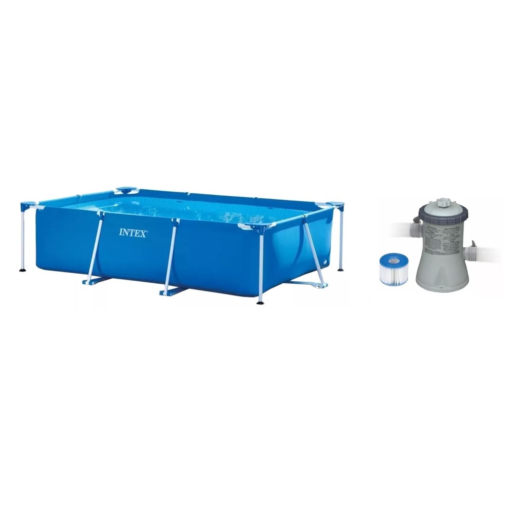 Piscina Intex 2282 Litros Estrutural Retangular com Bomba Filtrante ...