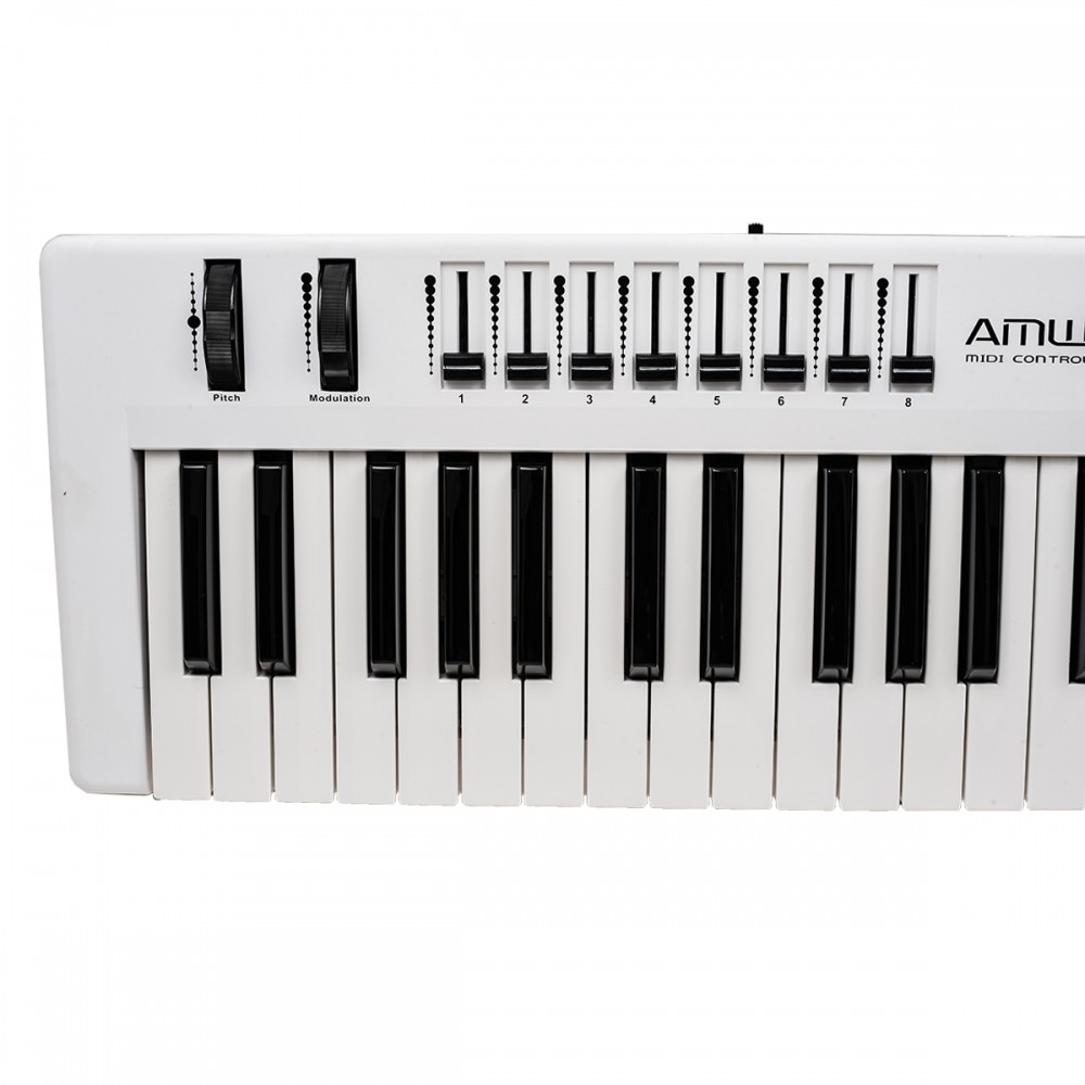 _white AMW P61X White Teclado Controlador Midi USB com 61 Teclas PADs
