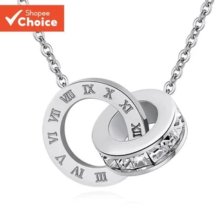 Colar Elegante Com Algarismos Romanos , Diamante Completo , Aço Inoxidável Geométrico em Oferta na Shopee