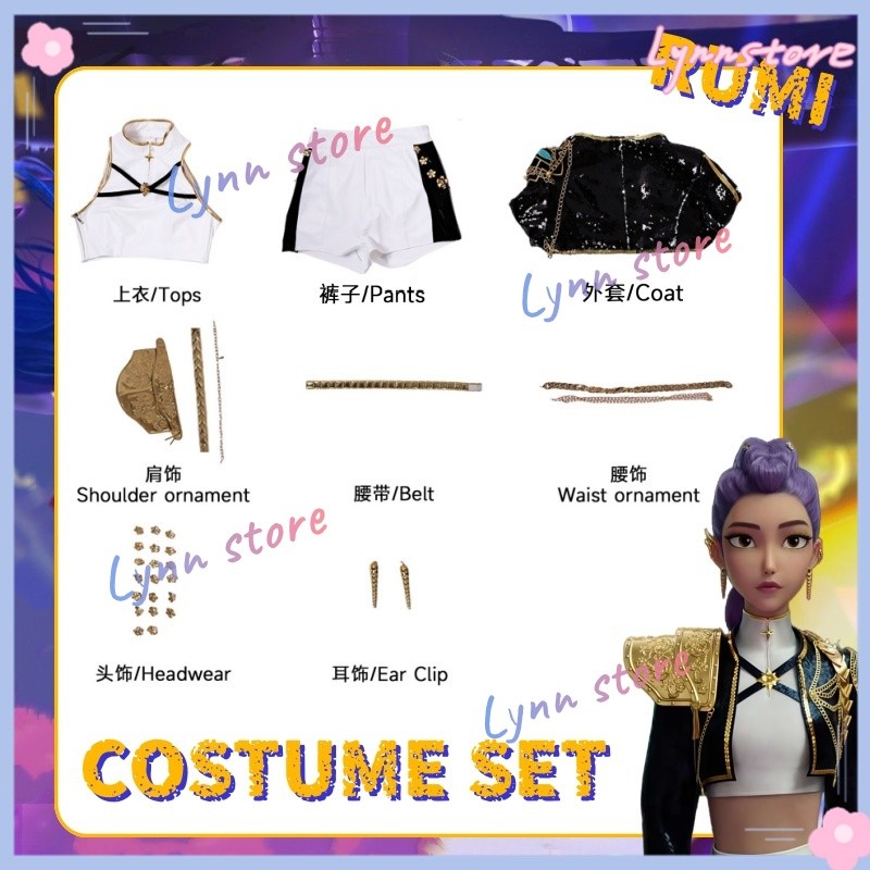 Novidades KPOP DEMON HUNTERS Cosplay Peruca RUMI ZOEY MIRA Preto Ouro ...