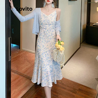 Lovito Vestido casual Ditsy com flores florais para mulheres LNE61238