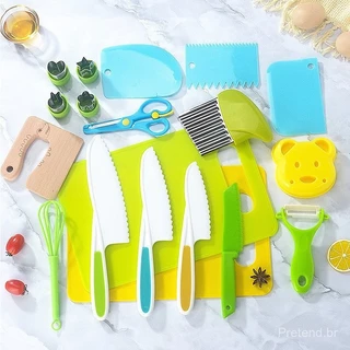 7-19 peças de ferramentas de cozinha Montessori para crianças pequenas facas de segurança reais com plástico